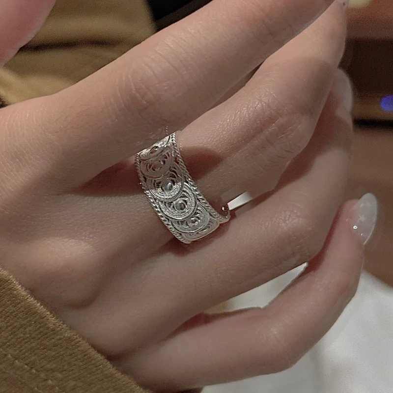 925 Silver Lace Ring Vintage Korean Style Minimalist Stacking Wholesale Jewelry Gift for Women 3