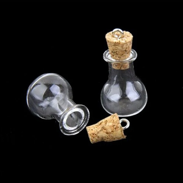 

10Pcs Clear Mini Glass Bottles with Cork Plug 20x14cm Flat Base Glass Wish Jars for Drift Bottles Jewelry Craft Decoration Gift