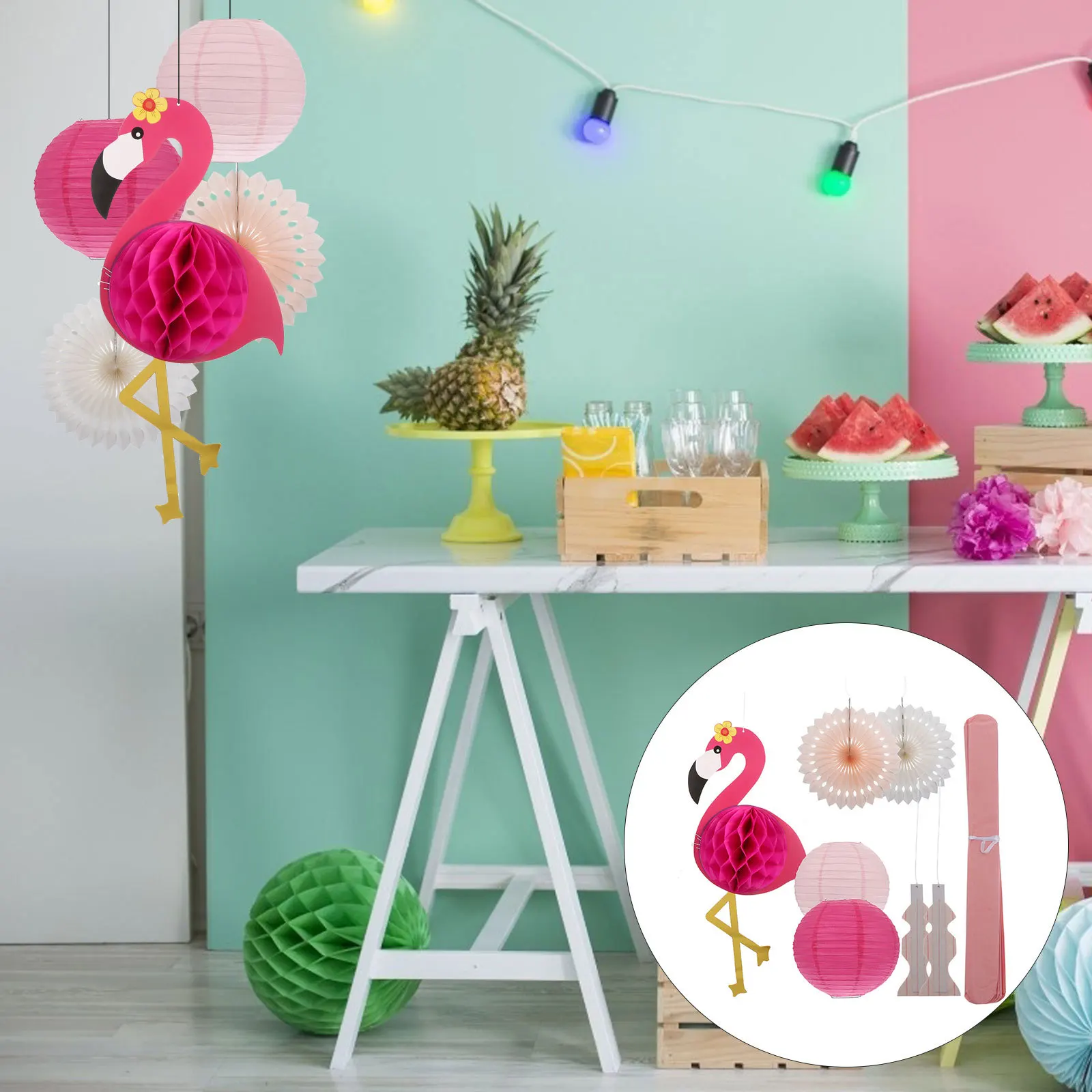 

Decor Birthday Party Honeycomb Ornament Decorations Flamingo Themed Ornaments for Tree