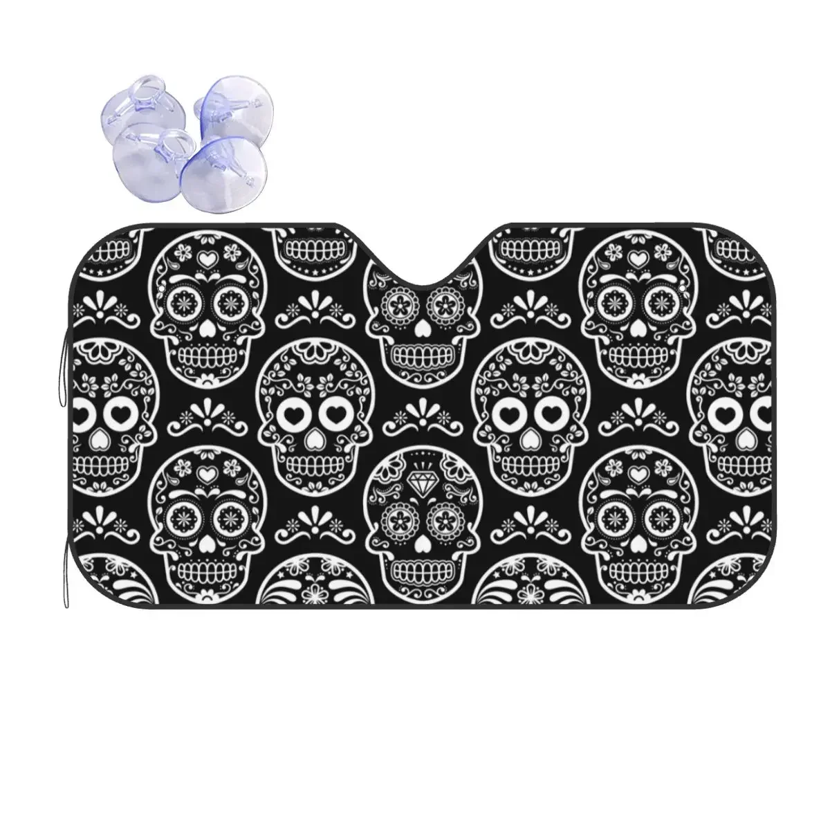 

Mexican Sugar Skull Windshield Sunsha Day Of The Dead Car Front Window Visor Car Window Windscreen Cover Sunscreen Curtain