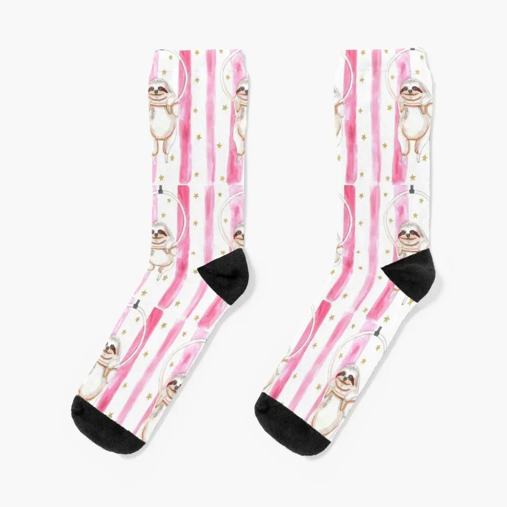 Circus Sloth Watercolor Socks colored designer brand Thermal man winter Socks For Men Women's