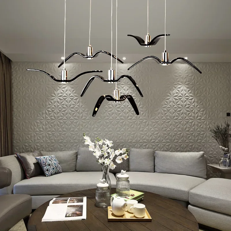 Seagull Pandent Light Hanging Suspension Ceiling Lamp Resin Led Chandelier for Living Dining Room