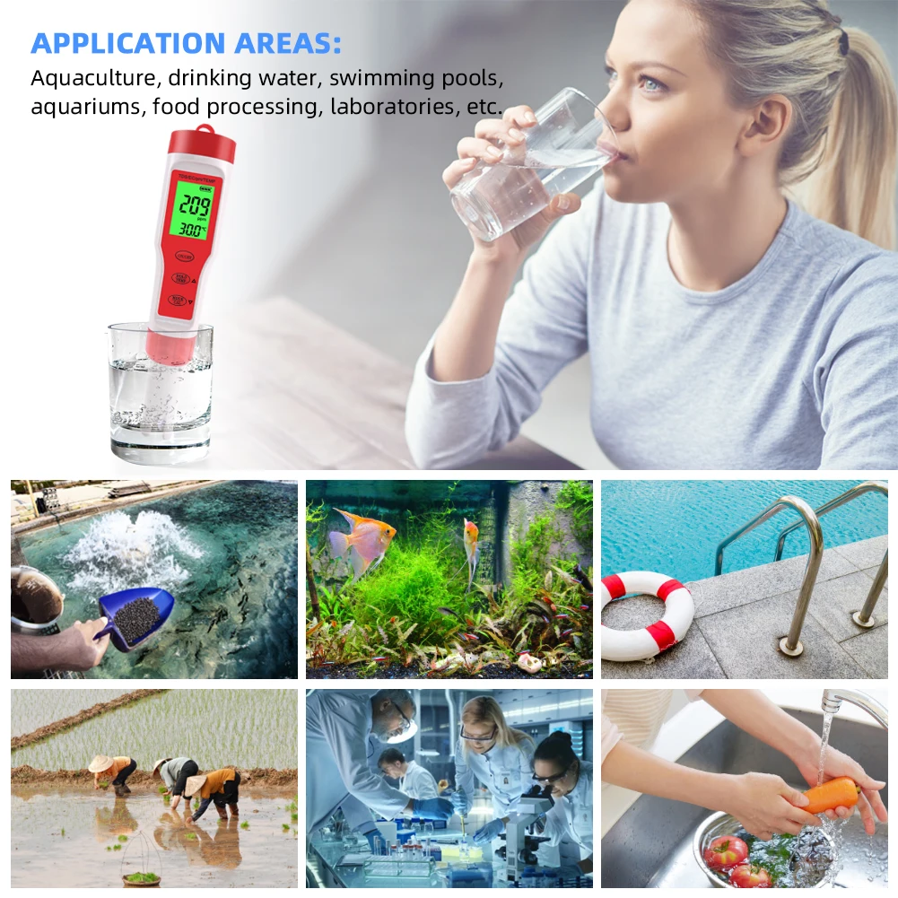 Измеритель температуры YIERYI 4 в 1, PH/TDS/EC, цифровой тестер качества воды для бассейнов, питьевой воды, аквариумов