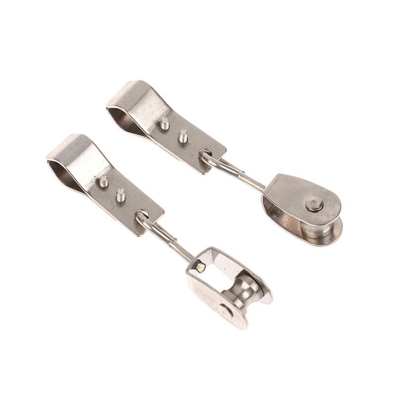 HOT! 2pc Heavy Duty 304 Stainless Steel Pulley & Clamps For Shade Sail Installation Outdoor Garden Sun Shade Pipe Clips Hardware