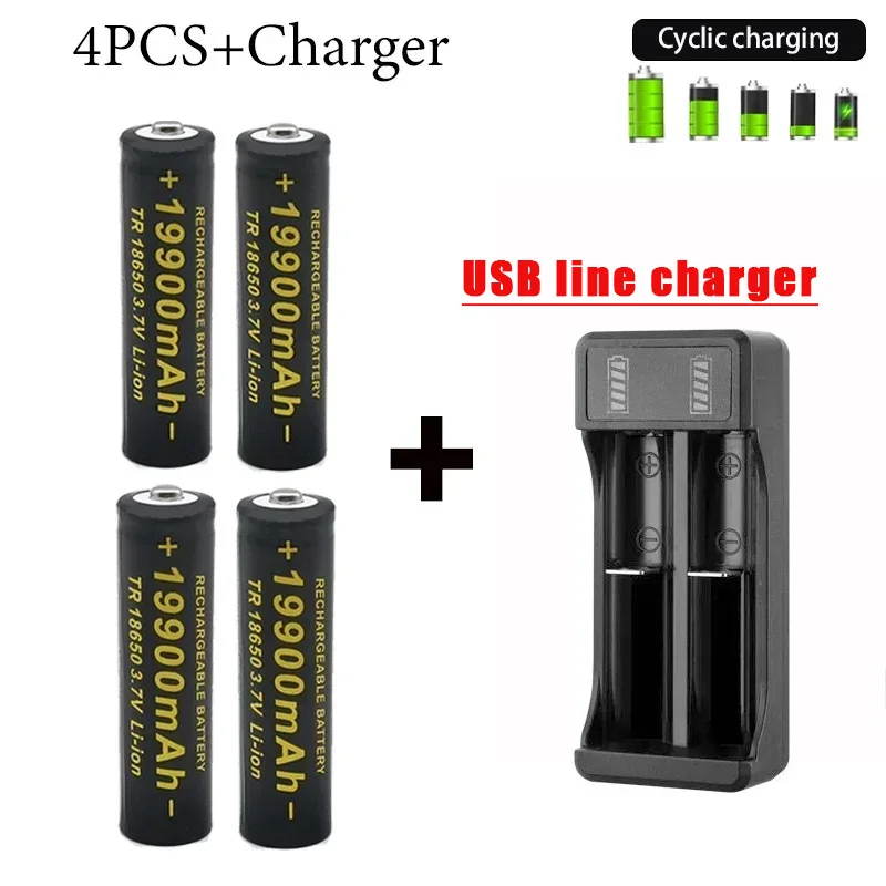 2027 New 18650Rechargeable Battery Best-selling 3.7V 19900mAh+Charger Capacity Li-ionBattery For Screwdriver Remote Control