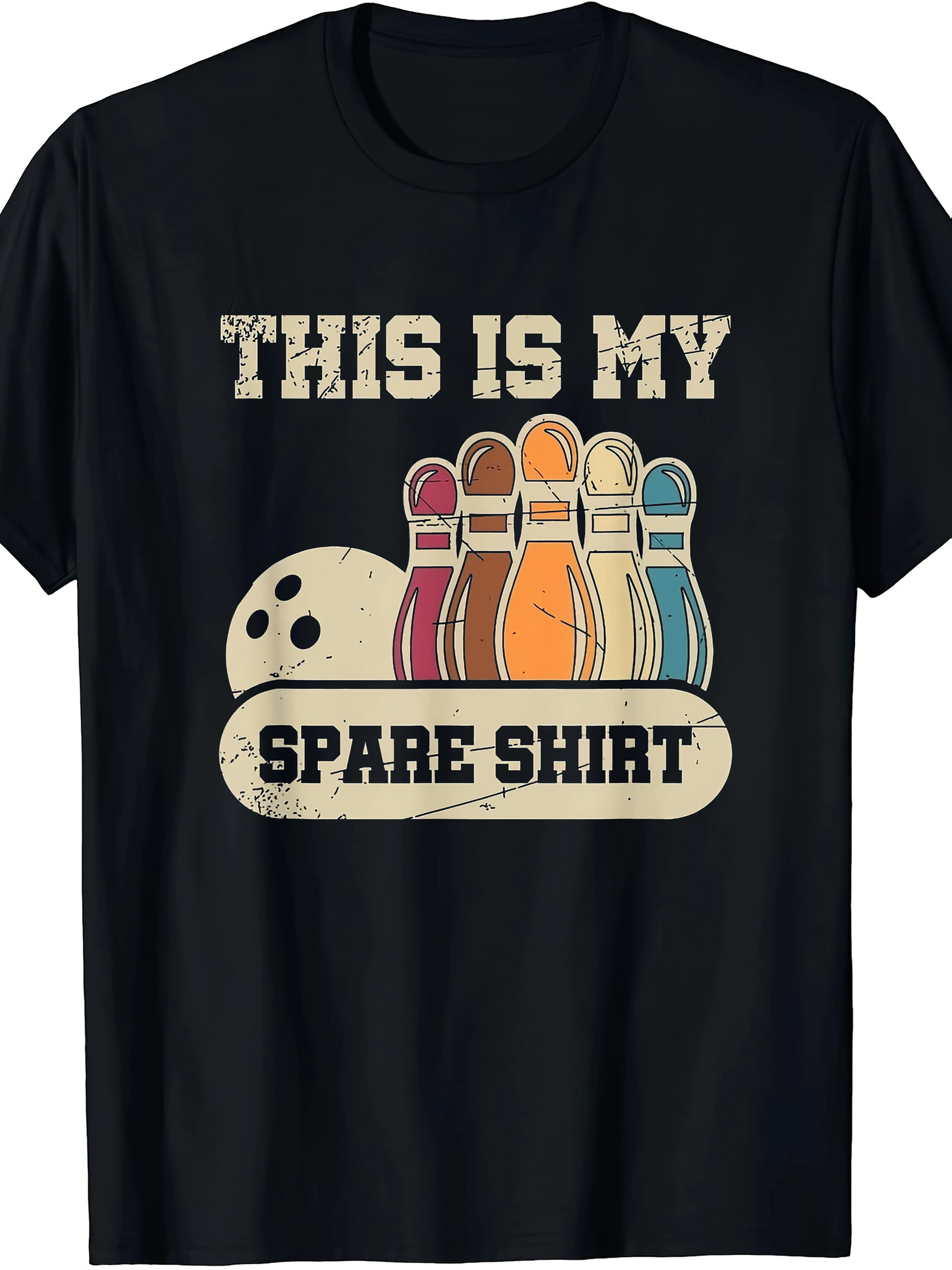 

This Is My Spare Shirt Bowling Pins Graphic Men's Casual Cotton T-Shirt Short Sleeve