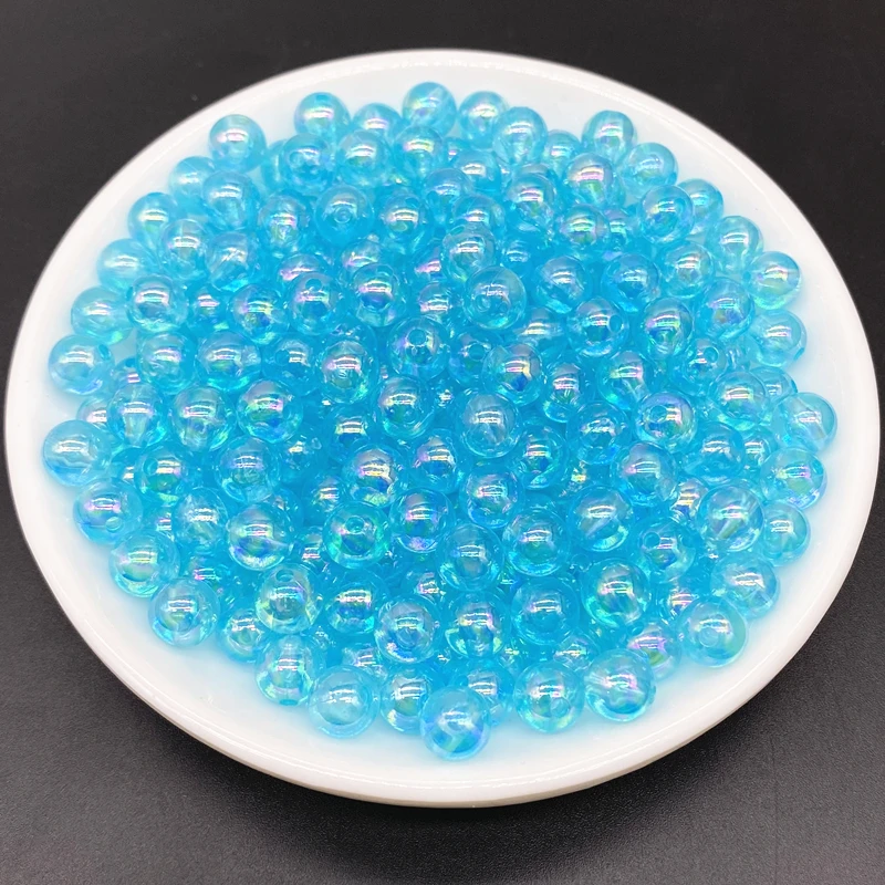 6/810mm AB Color Loose Spacer Round Acrylic Beads for Handmade Jewelry Making Necklace Bracelet DIY Accessories