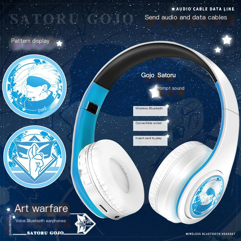 Imagem -04 - Fone de Ouvido sem Fio com Microfone Anime Gaming Cosplay Dazai Chuya Itadori Gojo Satoru Música Suporte Bluetooth tf Card For Gamer