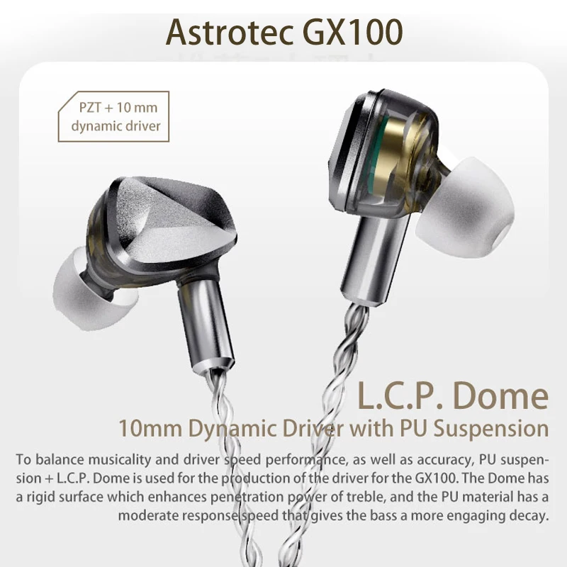 Astrotec GX100 1DD + 1PZT In-ear Earphone Wired Hifi  Monitor IEMS
