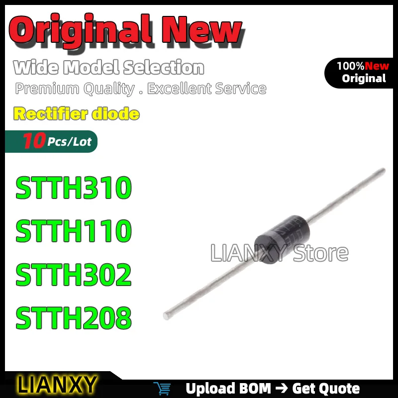 10pcs DO-201AD STTH310 STTH110 STTH302 STTH208 Rectifier diode New Original