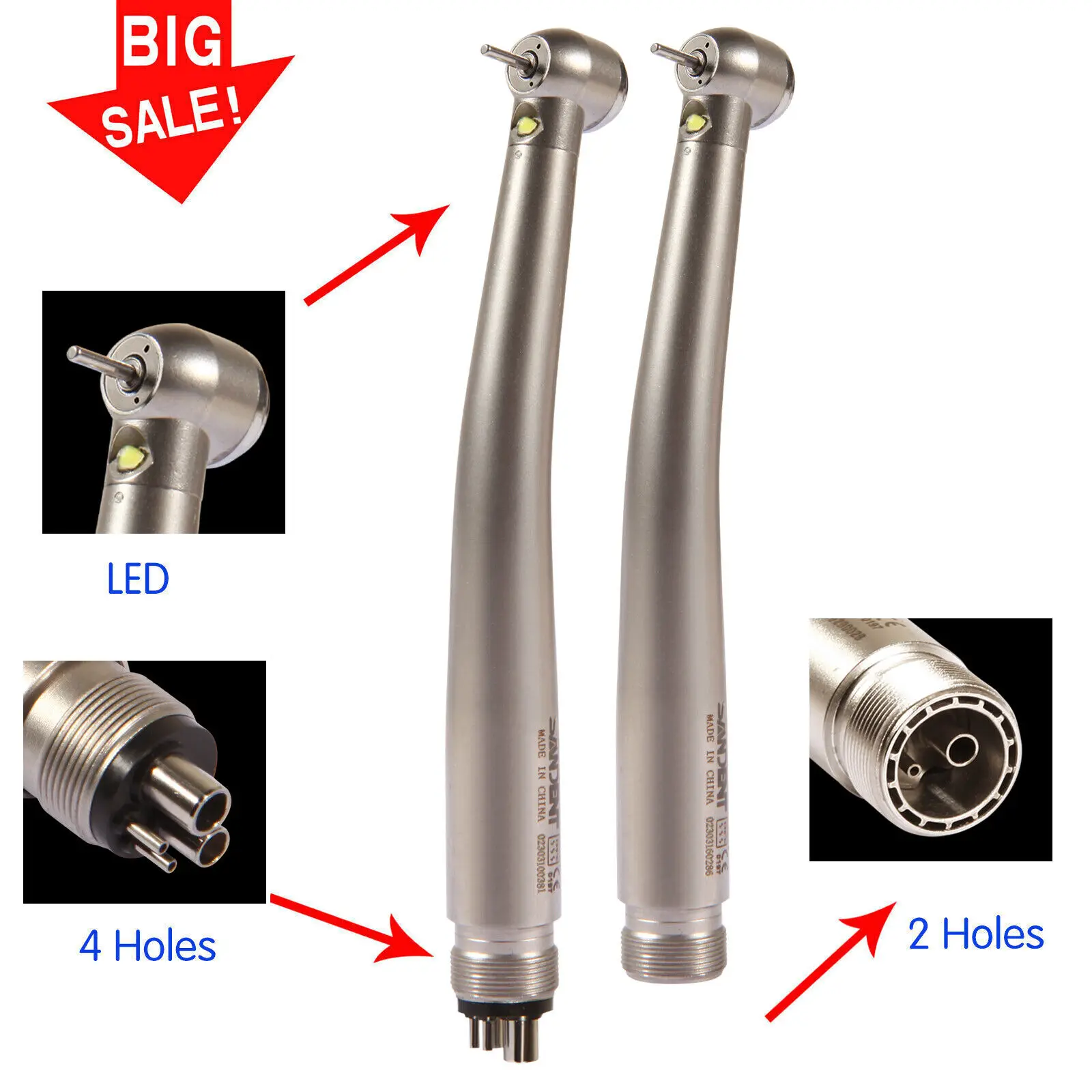 

Fit NSK LED Dental Turbine Fiber Optic High Speed E-generator Push Button Internal Triple Spray Handpiece 4/2Holes