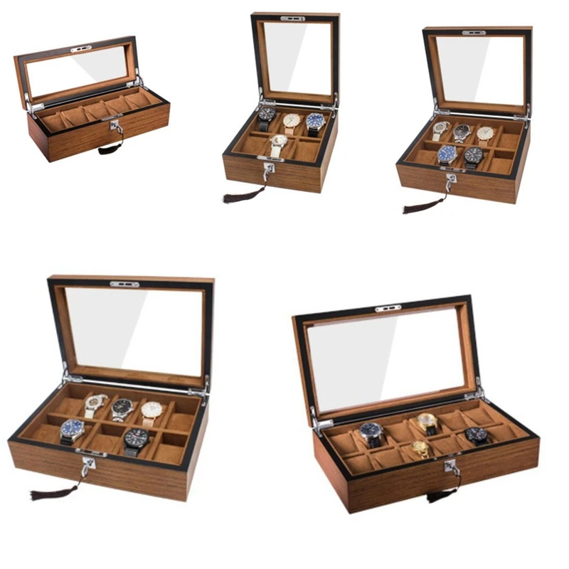 

Retro Wooden Watch Display Case Jewelry Collection Storage Durable Packaging Holder Watch Organizer Box Casket