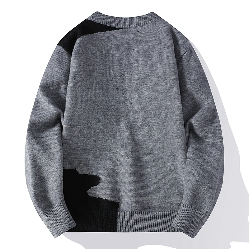 men's autumn winter long sleeves knit new sweater round neck high street trend pullover leisure fashion youth men clothing tops