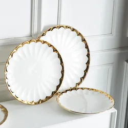 Nordic Phnom Penh Ceramic Plate Creative Luxury Household Daily Steak Plate Fruit Dessert Tray Plate Main Course Tableware