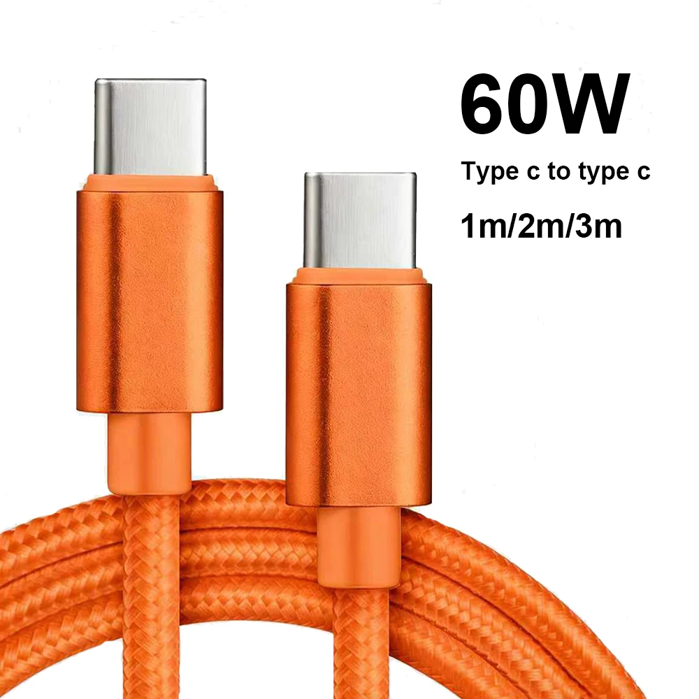 Braided 60W Type C Wire For iphone 15 16 17 pro max 1m 2m 3m USB C  To Type C Fast Charge Cable for Samsung Xiaomi Huawei