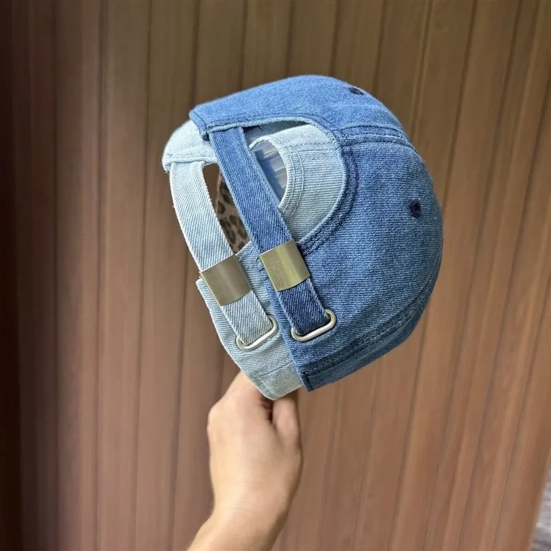 2026New Style Baseball Cap For Autumn And Winter, Featuring A Distressed, Ripped Denim Design, And A Patchwork Construction