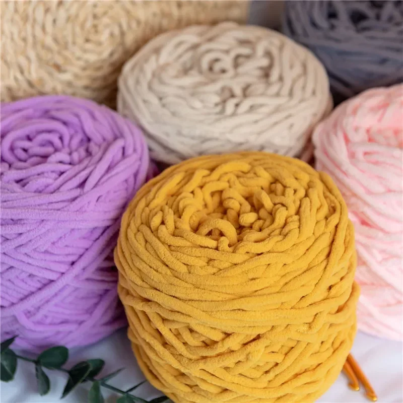 100g/DIY ball Chenille ice stripe thread thick yarn single strand stick, hand woven thick scarf, slippers, and knitted bag