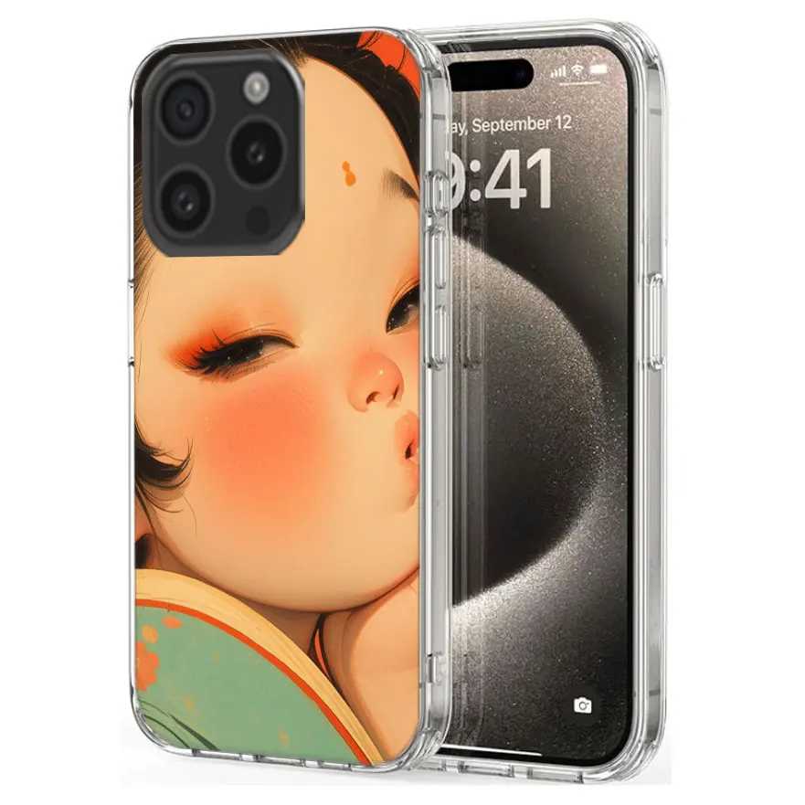 A cute Little Girl With a Chubby Face Clear Phone Case For Apple iPhone 12 13 Mini 11 14 15 16 Pro Max Cover XS MAX XR Soft