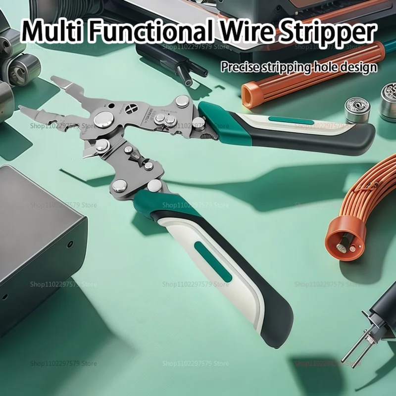 Foldable Wire Stripper Pliers with Pulley Design Multi-Function Electrician Tool for Wire Cutting Crimping and Winding