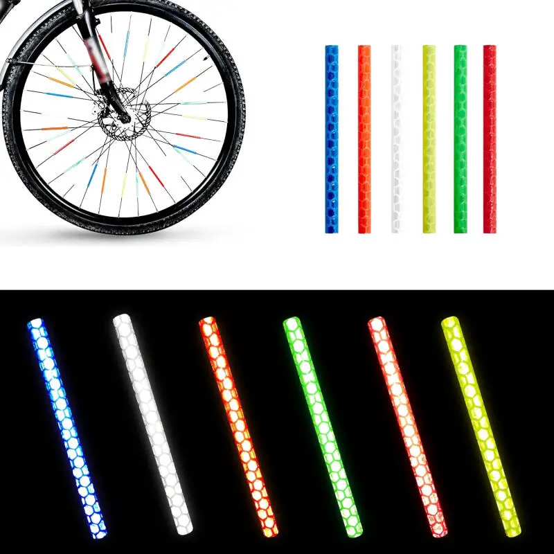 12~72pcs Bicycle Wheel Spokes Reflective Sticker Colorful Tube Warning Safety Light DIY Reflector Reflective Safety Kit