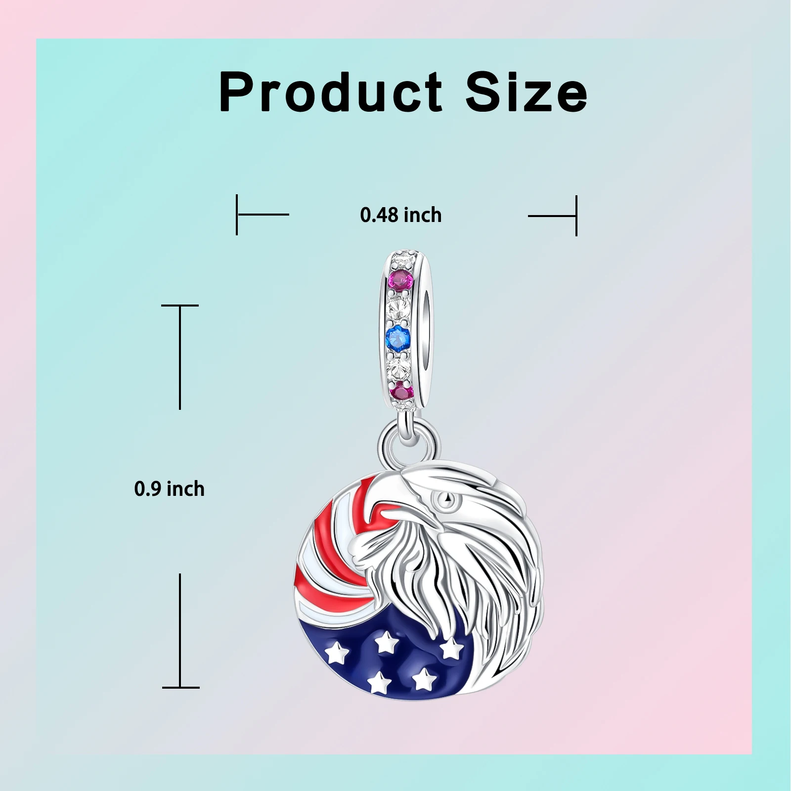 USA Patriotic Statue of Liberty & Bald Eagle Dangle Charms 925 Sterling Silver American Flag Patriotic Beads Fits Bracelets Gift view 4