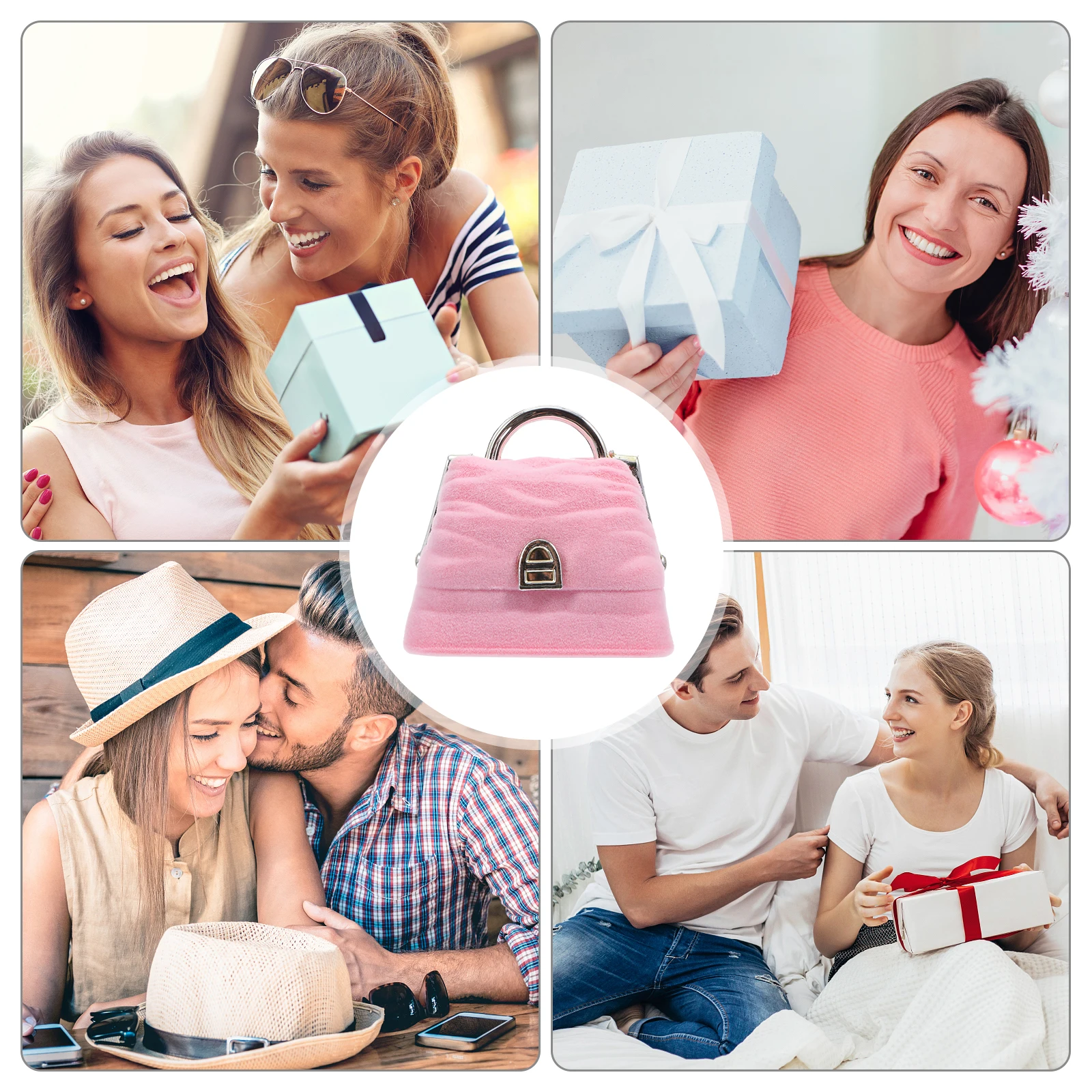 

Shape Ring Box Flannel Material Jewelry Case for Wedding Proposal Anniversary Valentine Gifts Storage Display Tool
