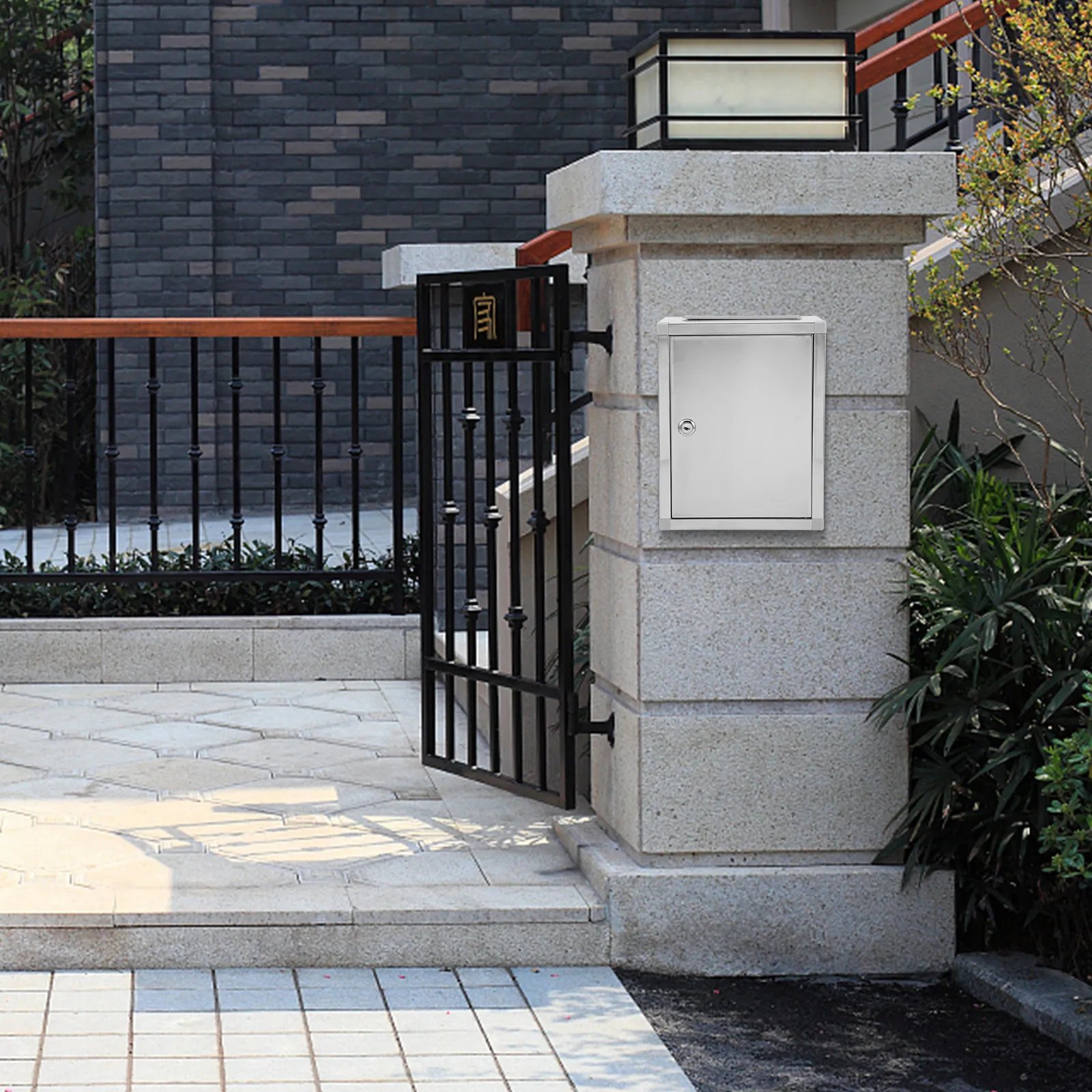 

Stainless Steel Suggestion Box with Lock Waterproof Corrosion Resistant Heavy Duty Letter Post Container for Public Places