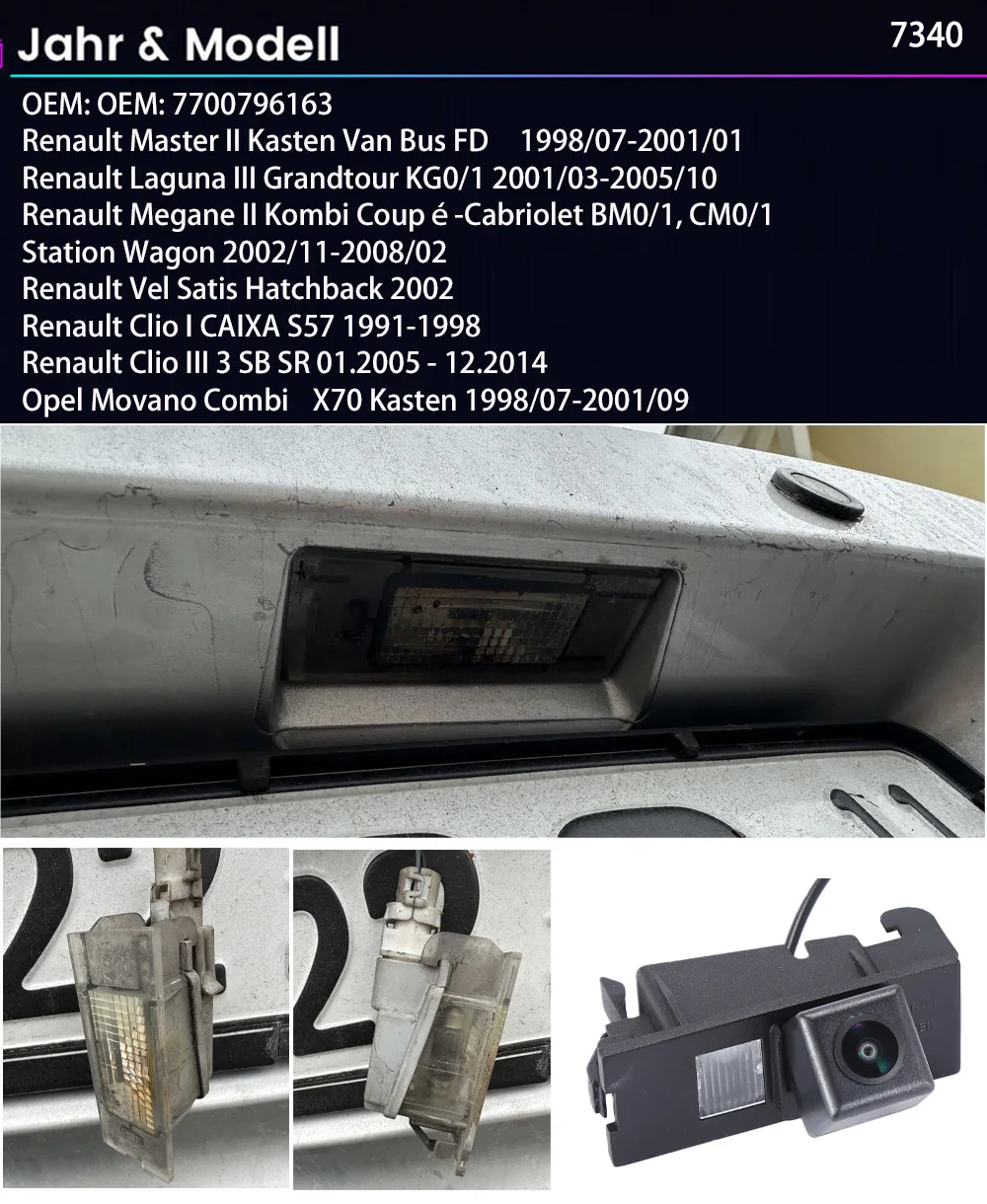1280*720 HD Car Rear view camera for Renault Master II Kasten Van /Laguna/Megan Station Wagon/Vel Satis/Clio/Opel Movano Combi