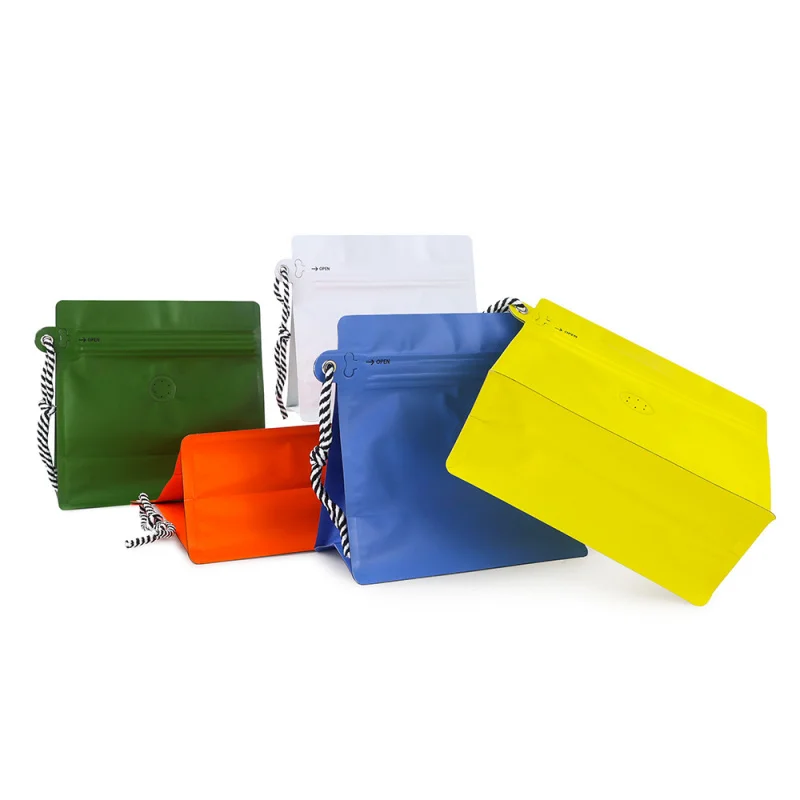 

10pcs 8-Side Seal Portable Takeaway Hanging Rope Coffee Food Candy Sealing Zipper Plastic Aluminum Foil Packaging Bags