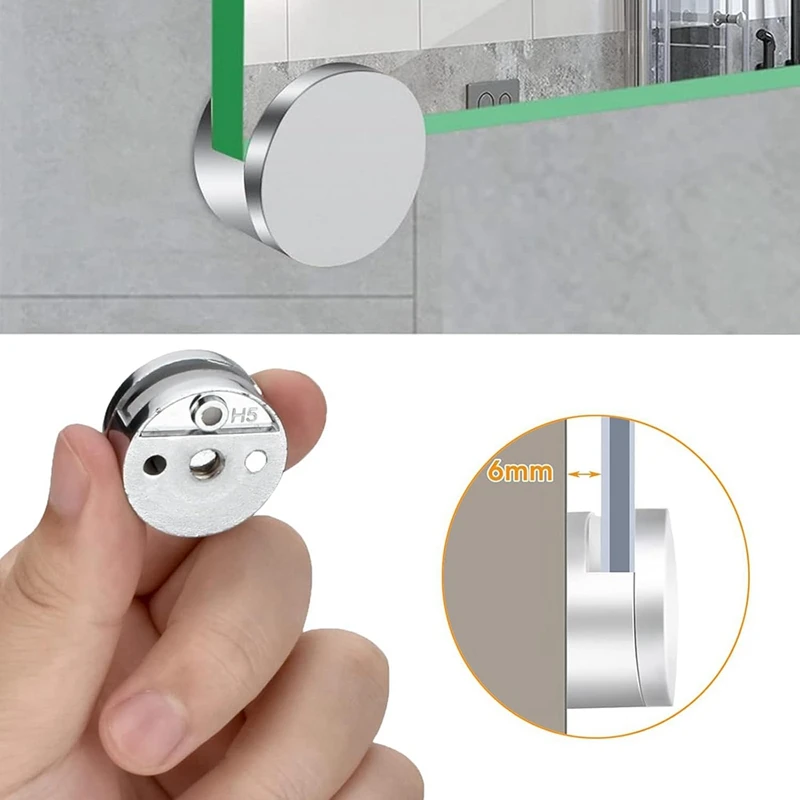 Комплект оборудования для монтажа безрамного зеркала BAAY, зажимы для держателя зеркала, круглая форма, двойной винт, крепежный кронштейн для зеркала, стекла