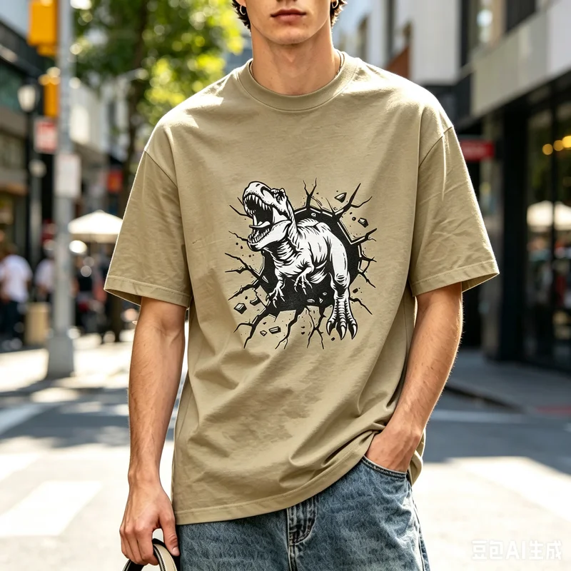 Vintage Monster T Rex Breaking Concrete Wall Graphic Tee Women Men Cotton Casual Oversized T Shirt Trendy Birthday Gift Dinosaur