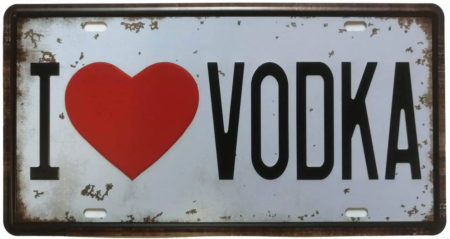 ERLOOD I Love Vodka Retro Vintage Auto Metal Sign Tin Sign Embossed Tag Size 6 X 12