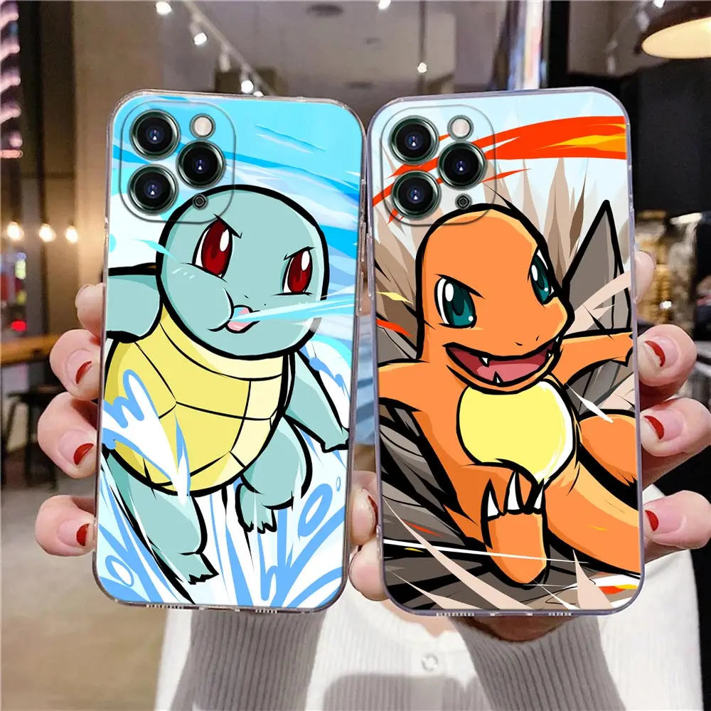 Anime Cartoon Pokemon Squirtle Clear Case For iPhone 16 15 14 13 12 11 Pro Max Mini Xs XR X 7 8 Plus 6 Soft Cover Silicone Cases