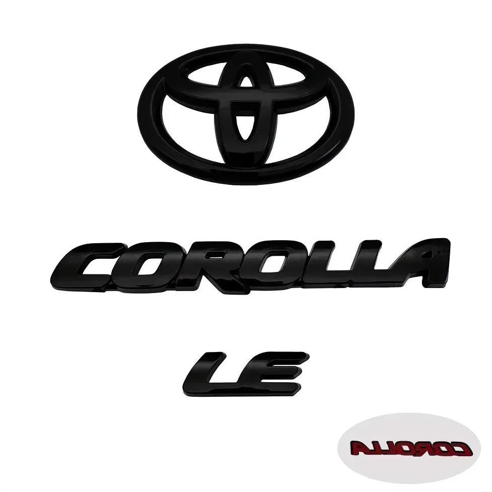 3PCS ABS car logo Glossy Black Overlay EMBLEM for Toyota COROLLA 2020-2024 SEDAN SE LE PT948 FIT SEDAN ONLY trunk car accessoryR