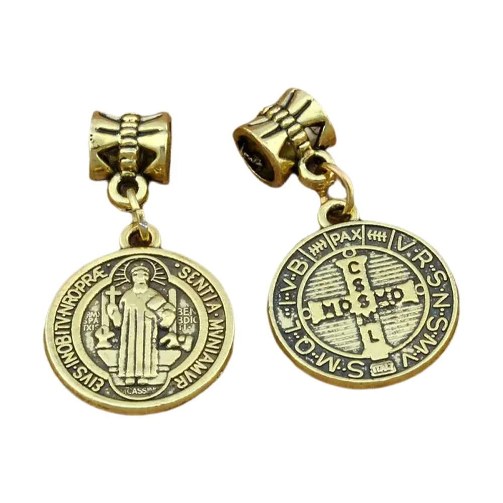 50Pcs Dangle Saint Jesus Benedict Nursia Patron Medal Cross Charm For Jewelry Making Findings DIY17.2x31.8mm