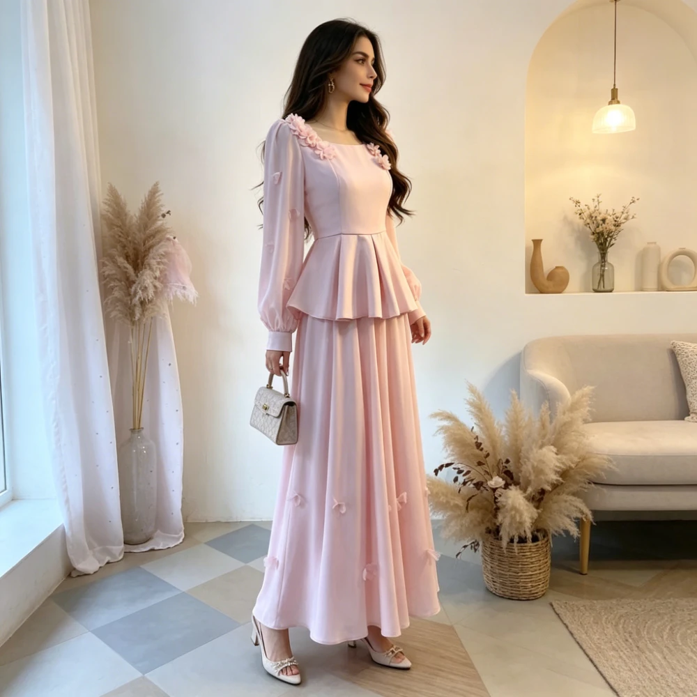 

Dress Women Long Skirt Top 2 Piece Set Square Neck Dubai Bow Ruffled Lace Up A Line Vestidos Elegant Splice Evening Y2k 2026