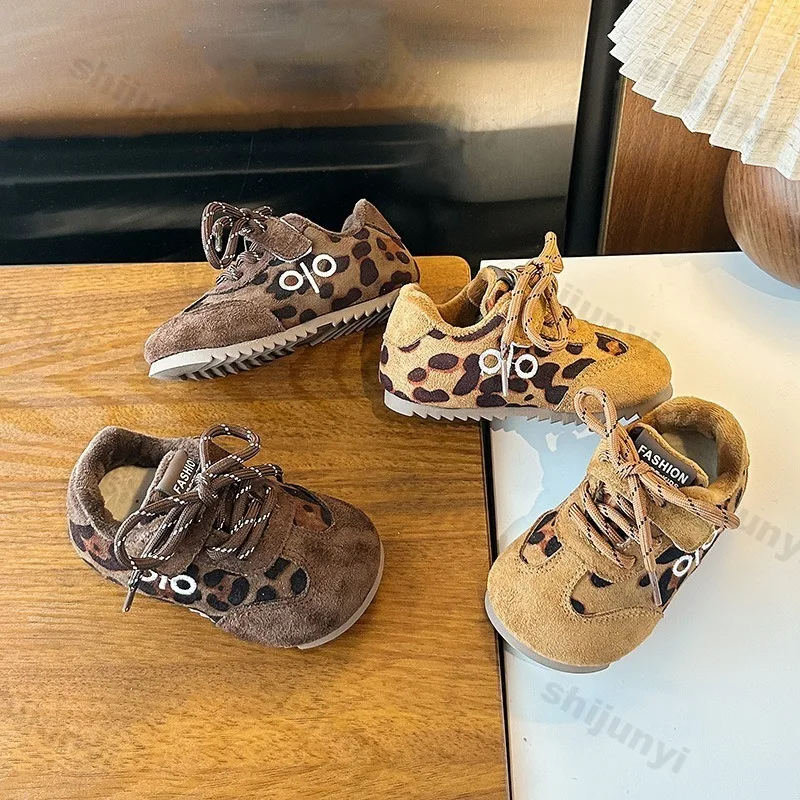 

Children's Sneakers Leopard Print 2025 Autumn New Boys Girls Retro Sports Shoes Kids Toddler Non-Slip Comfortable Casual Shoes