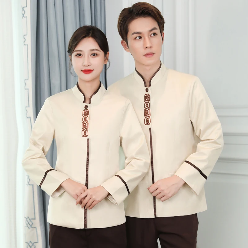 Chinese Restaurant Uniform Women's Cleaning Work Hotel Receptionist Costume Housekeeping Waiter Clothes Massage Nail Cafe Outfit