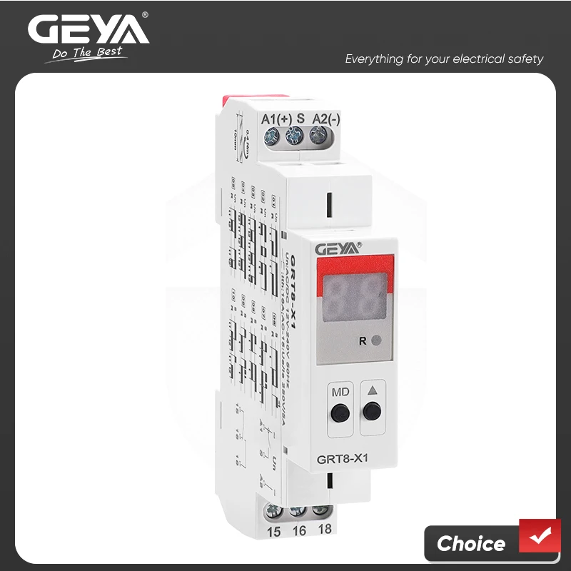 

GEYA GRT8-X Multifunction Timer Relay with 20 Function AC230V or AC/DC12V-240V 0.1S-99days Delay Relay LED Digital Display