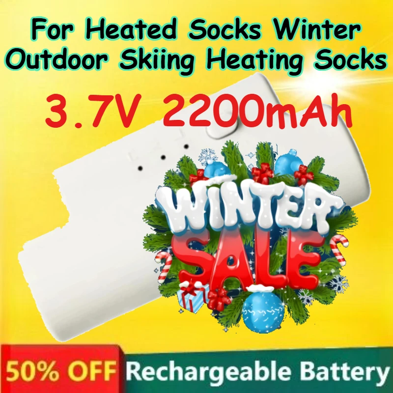 

3.7V Rechargeable Lithium Battery for Heated Socks Winter Outdoor Skiing Heating Socks 2200mAh Large Capacity Battery