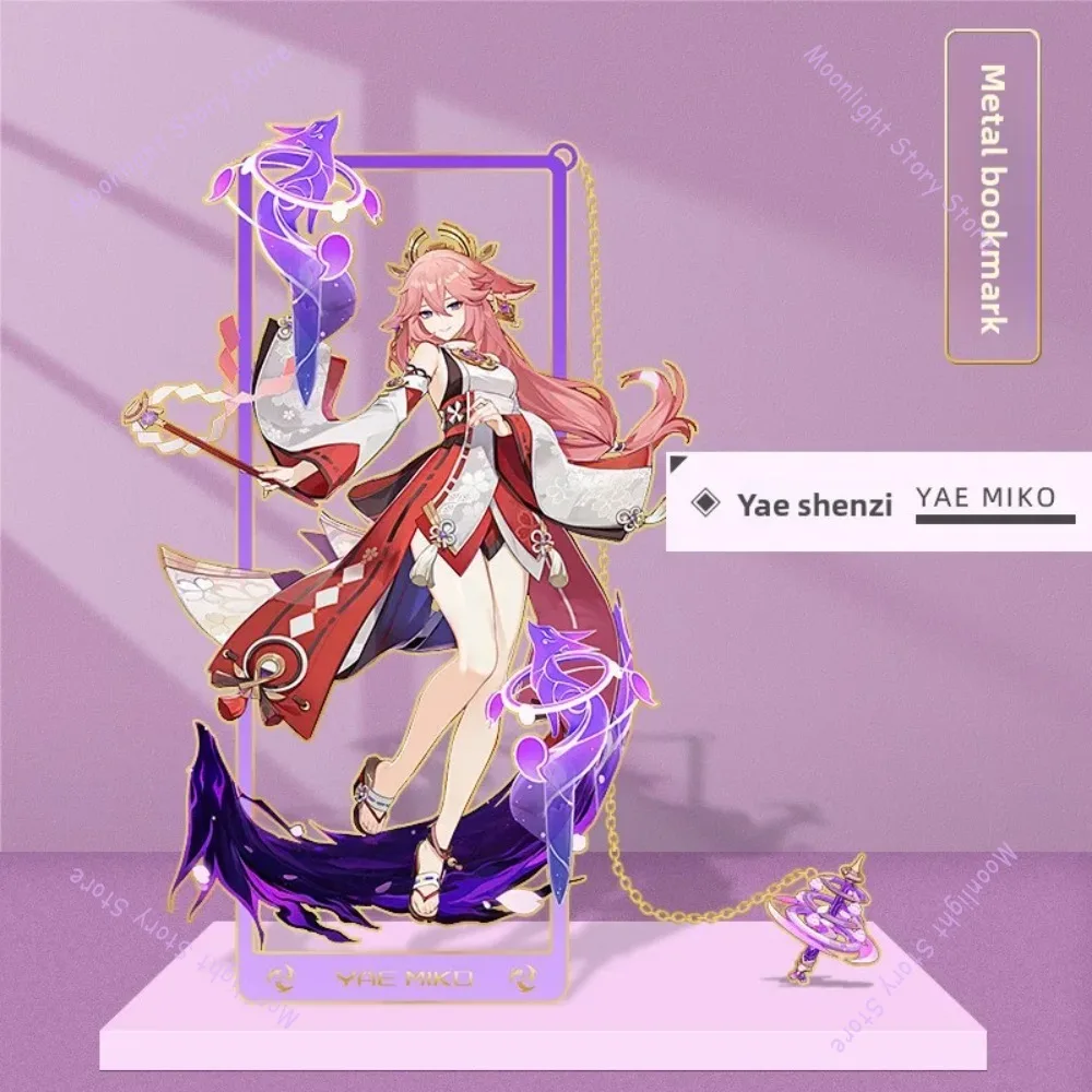 

Genshin Impact Anime Accessories Ornaments Zhongli Yae God Son Thunder God Ke Qing Butterfly Metal Bookmark Book Decoration