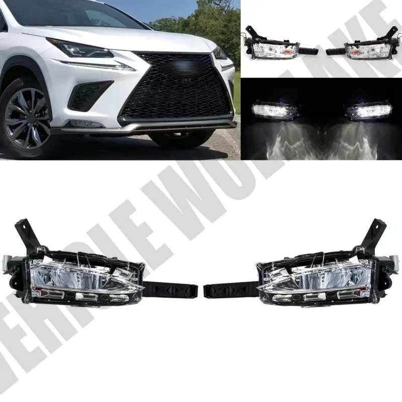 

Pair For Lexus NX 300F Sport 2018 2019 2020 2021 Front Fog Light Lamp with LED Bulbs 81220-78020 81210-78020