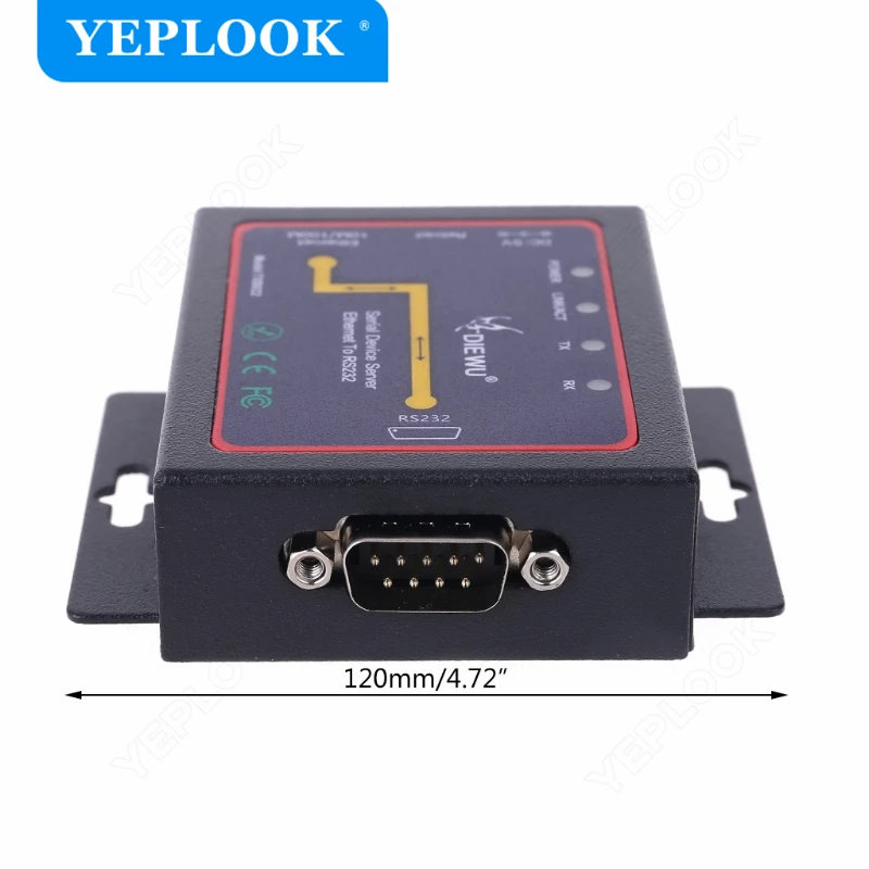 Convertidor de servidor de dispositivo de puerto serie Ethernet RJ45 a RS232 DB9, adaptador LAN Ethernet Industrial, compatible con modos TCP/RTU/UDP