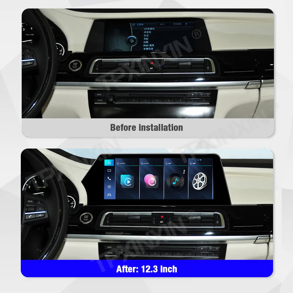 12.3 inch Linux Carplay Multimedia Screen For BMW 7 Series 2011-2012 CIC GPS AutoLink QLED Screen GPS Navigation Head Unit