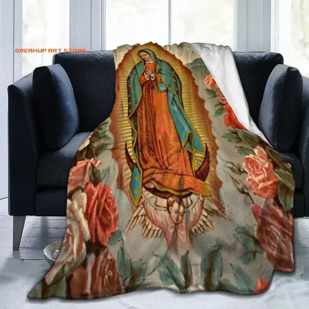 2026 Our Lady Of Guadalupe Mexican Virgin Mary Blanket Christian Catholic Flannel Vintage Throw Blanket For Chair Covering Sofa