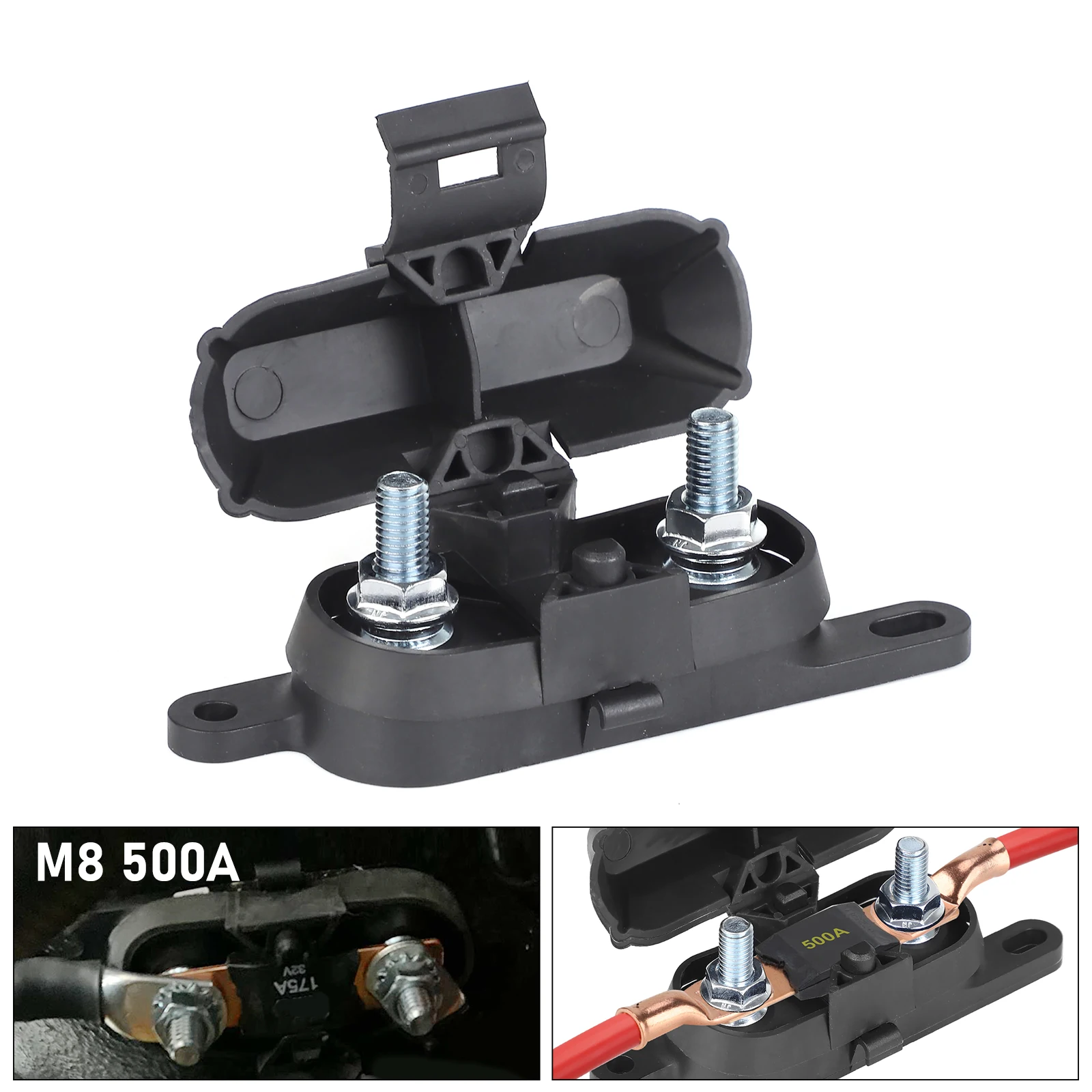 

Для стереоусилителей, аксессуары для питания Mega Fuse M8, шпильковое отверстие для предохранителей AMG Max 500A, держатель предохранителя, клеммная колодка с черной крышкой