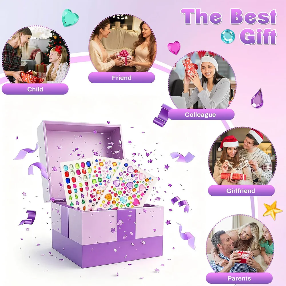 635-2774 Stück Edelstein-Aufkleber, Schmuck-DIY-Bastelset, selbstklebend, verschiedene Formen, Strass-Gesichtsschmuck, Acryl, glitzernd, Party- und Feiertagsgeschenk – Detail 11