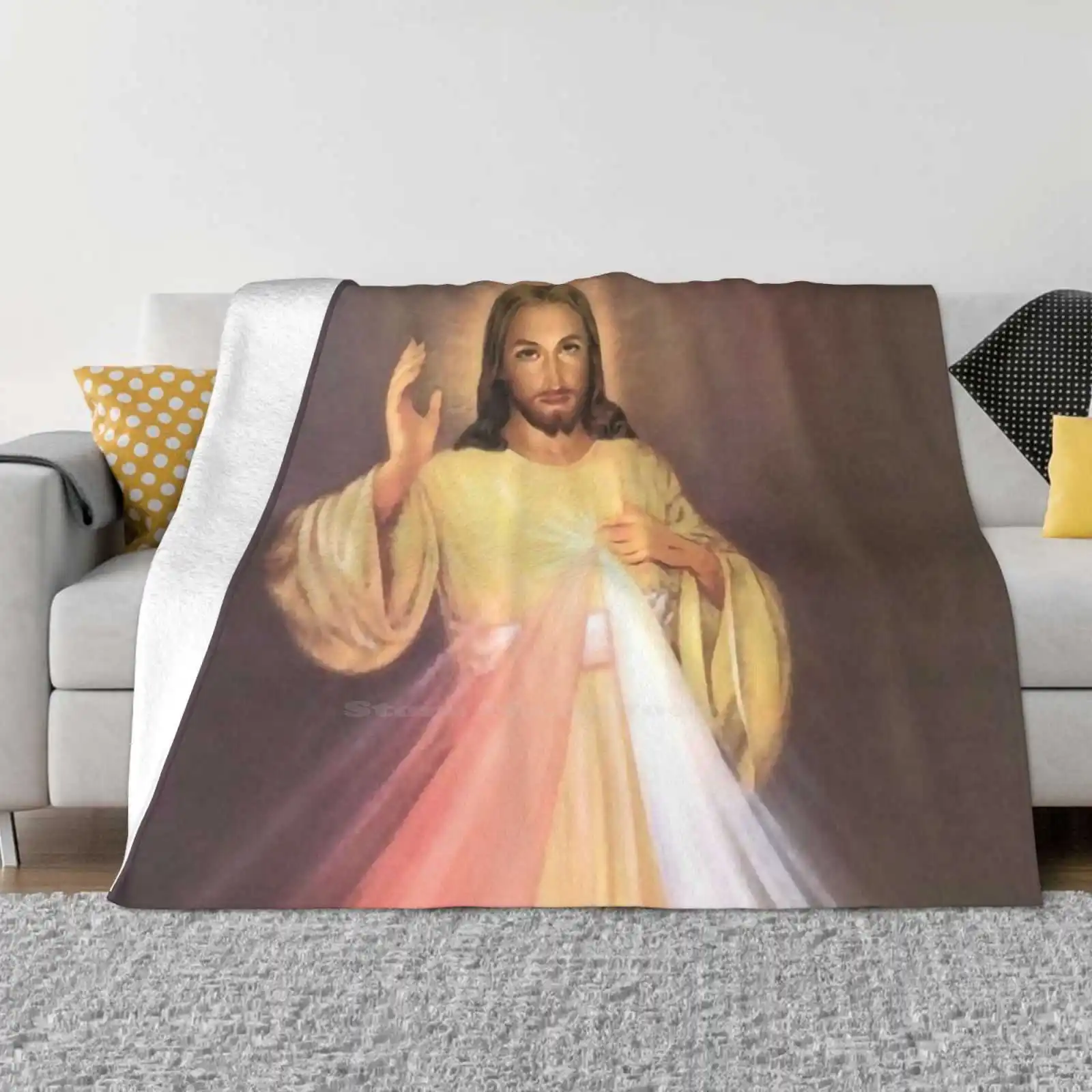 Divine Mercy Hot Sale Printing High Qiality Warm Flannel Blanket Jesus Christ Catholicism Christian Divine Mercy St Faustina