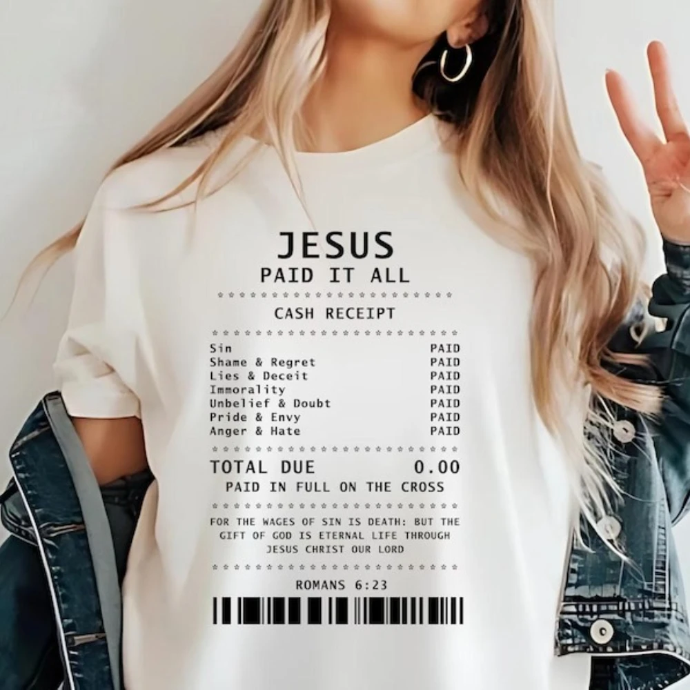 

Jesus Paid It All Shirt Christian Women TShirt Jesus Loves Me T-Shirt Trendy Casual Unique Gift Tee Faith Religious Unisex Tops