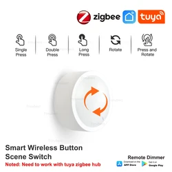 New Tuya ZigBee Smart Knob Switch Wireless Scene Switch Button Remote Control Battery Powered Automation Scenario Smart Life App